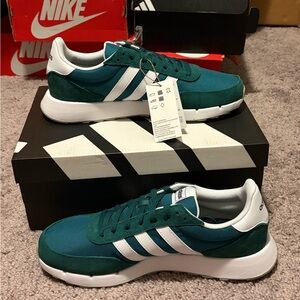 Adidas Men's Green and White Sneakers